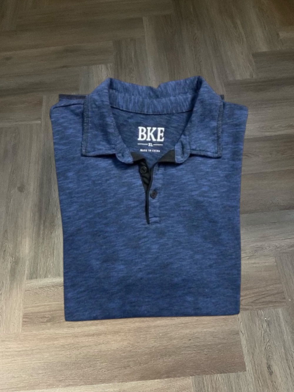 BKE Polo Shirt Mens XL Blue Heathered Short Sleeve Preppy Classic